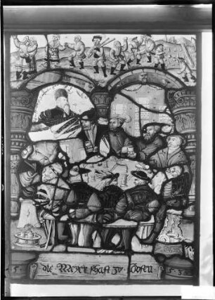 Rottweil Altes Rathaus - Rathaussaal - Glasmalerei Wappenscheibe um 1540