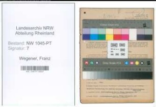 Entnazifizierung Franz Wegener , geb. 10.11.1887 (Postbeamter)