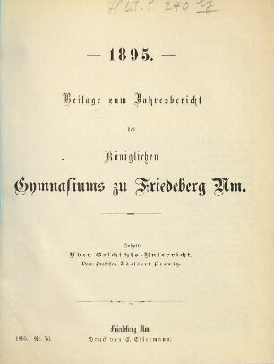 Über Geschichts-Unterricht