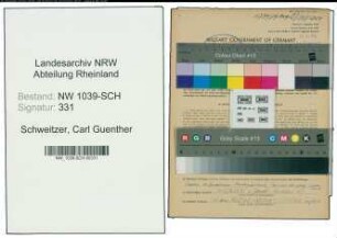 Entnazifizierung Carl Guenther Schweitzer , geb. 22.12.1889 (Theologe)