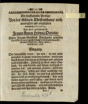 Die funffzehende Predigt ...