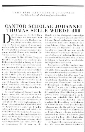 Cantor scholae Johannei Thomas Selle wurde 400