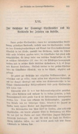 303-307 Zur Geschichte der Sonntags-Christenlehre und die Verdienste der Jesuiten um dieselbe