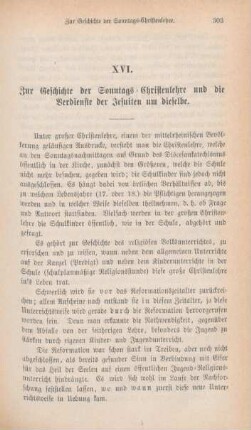 303-307 Zur Geschichte der Sonntags-Christenlehre und die Verdienste der Jesuiten um dieselbe