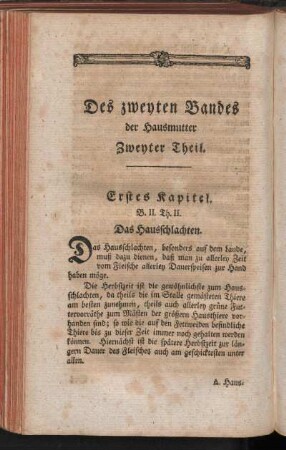 Des zweyten Bandes der Hausmutter Zweyter Theil