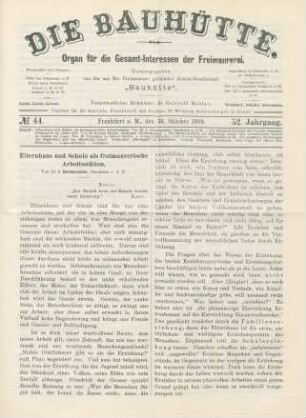 No. 44. Frankfurt a. M., den 30. Oktober 1909. 52. Jahrgang.