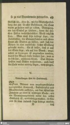 V. Bemerkungen über die Hundswuth