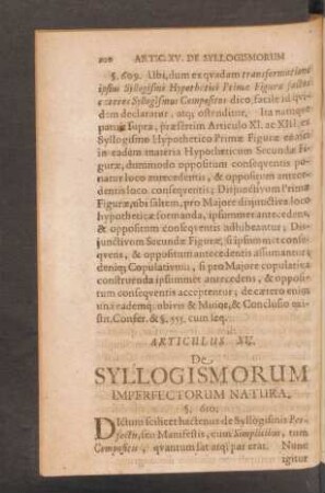 Articulus XV. De Syllogismorum Imperfectorum Natura.