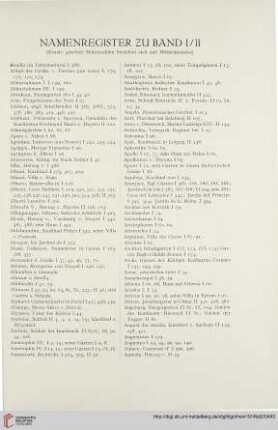 Namensregister zu Band I/II