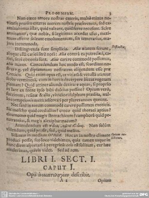 Sectio I. Caput I. Opii... describit.