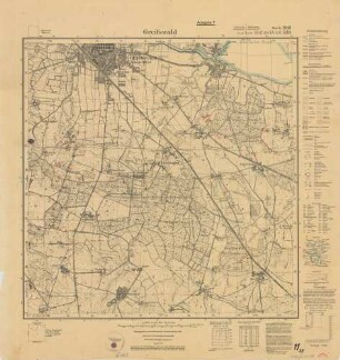 1946 (alte Nr.: 593) Greifswald, Meßtischblatt (4cm - Karte)