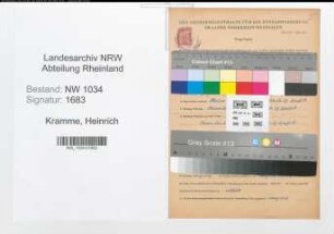 Entnazifizierung Heinrich Kramme , geb. 09.07.1877 (Feuerwerksleutnant)
