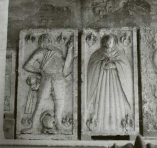Gedenkplatte mit Bildnisrelief des Conrad von Theler (gest. 1633) (links)