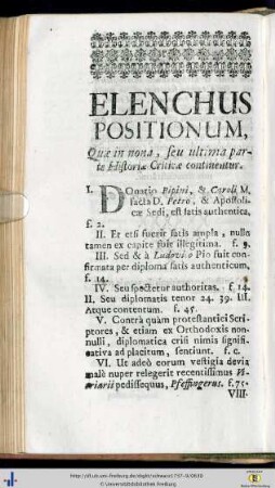 Elenchus Positionum.