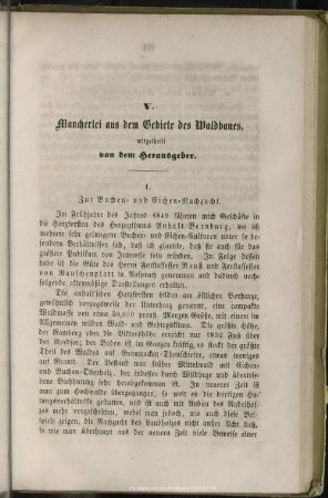V.1. Zur Buchen- und Eichen- Nachzucht