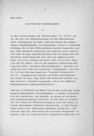 Zum Problem der Standardaussprache