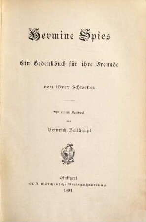 Hermine Spies : ein Gedenkbuch für ihre Freunde