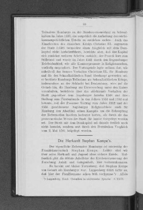Die Herkunft Stephan Kempe's.