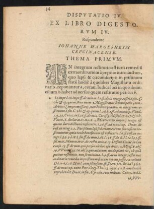 Disputatio IV. Ex Libro Digestorum IV.