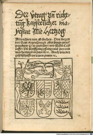 Vertrag und Richtung mit Herzog Albrecht von München wegen der Stadt Regensburg : Augsburg, 1492.05.25.