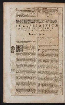 Ecclesiasticae Historiae ... Tomus Quartus.
