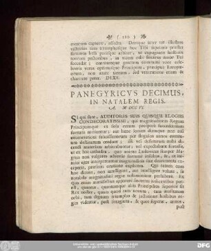 Panegyricus Decimus, In Natalem Regis. A. MDCCVI.