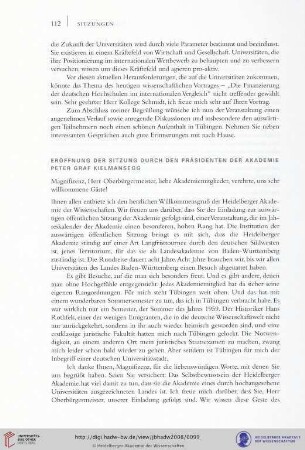 Eröffnung der Sitzung durch den Präsidenten der Akademie Peter Graf Kielmansegg