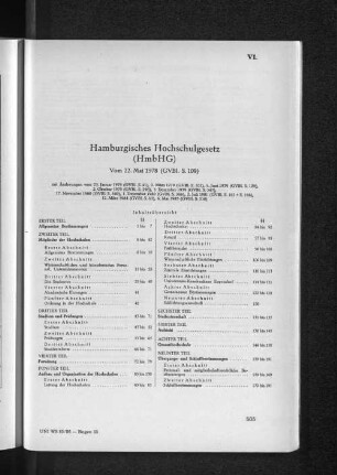 VI. Hamburgisches Hochschulgesetz (HmbHG)