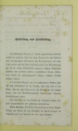 Einleitung und Eintheilung