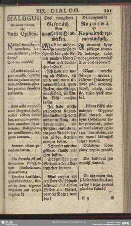 Dialogus Decimus nonus. De Variis Opificiis