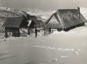 Rumänien. Bucegi-Gebirge. Berghütte "Piatra Arsă" in der Nähe des Omul-Gipfels (2505 m)