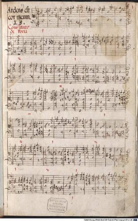 94 Keyboard pieces, org - BSB Mus.ms. 263 : [spine title, gold on red label:] Tabu- // latur // Buch N|o 2