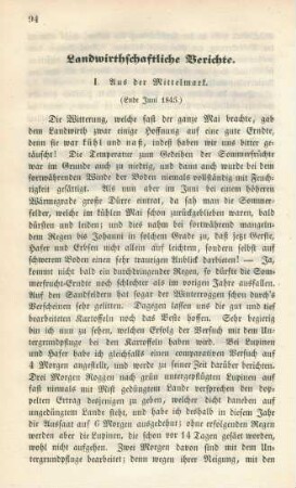 Landwirthschaftliche Berichte.