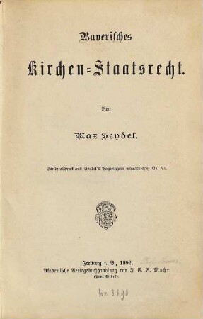 Bayerisches Kirchen-Staatsrecht