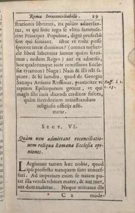 Sect. VI. Quam non admittant reconciliationem reliquae Romanae Ecclesiae opiniones.