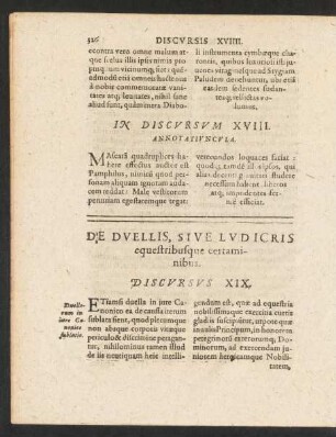 De Duellis, Sive Ludicris equestribusque certaminibus. Discursus XIX.