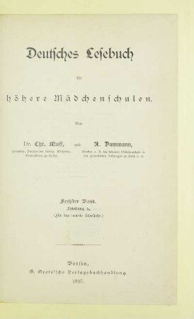 Abt. A, [Schülerbd.]: (Für das neunte Schuljahr)