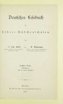 Abt. A, [Schülerbd.]: (Für das neunte Schuljahr)
