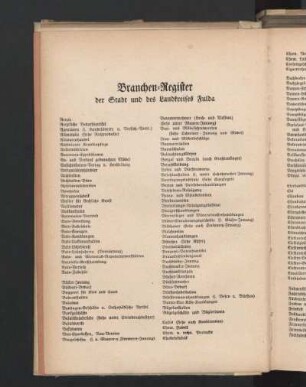 Branchen-Register der Stadt und des Landkreises Fulda