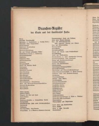 Branchen-Register der Stadt und des Landkreises Fulda