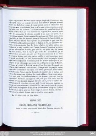 Titre XX Deux Firmans Politiques