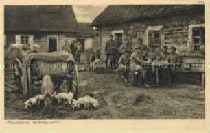 Soldaten auf einem polnischen Bauernhof