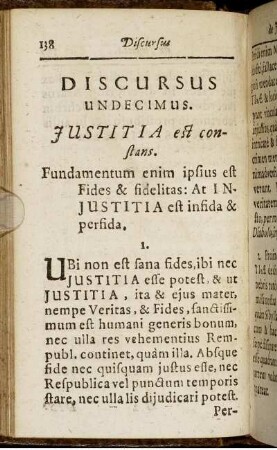 Discursus Undencimus. Justitia est constans.