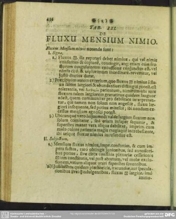 Tab. XXI. De Fluxu Mensium Nimio
