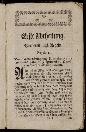 Erste Abtheilung. Vorbereitungs-Regeln.