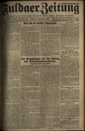 Erste Ausgabe vom Freitag, den 05. September 1930.