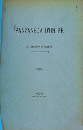 Panzanega d'ou re : In dialetto di Crenna (Provincia di Milano.)