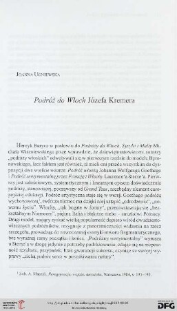 Podróż do Włoch Józefa Kremera