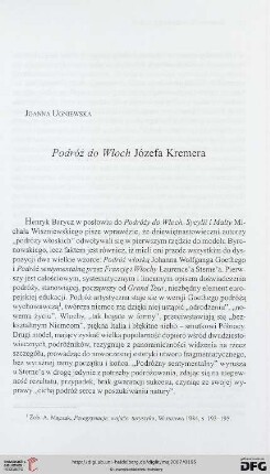 Podróż do Włoch Józefa Kremera