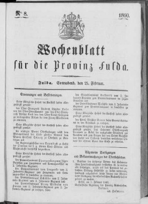 Nr. 8, Ausgabe vom 25. Februar 1860
